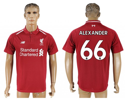 Liverpool #66 Alexander Red Home Soccer Club Jersey